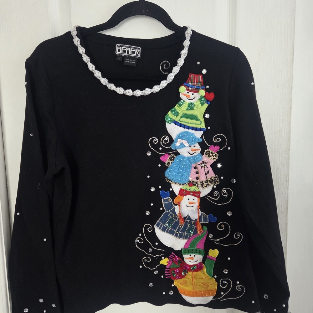 Berek 2 By Sweater with Colorful Festive Christmas Snowmen